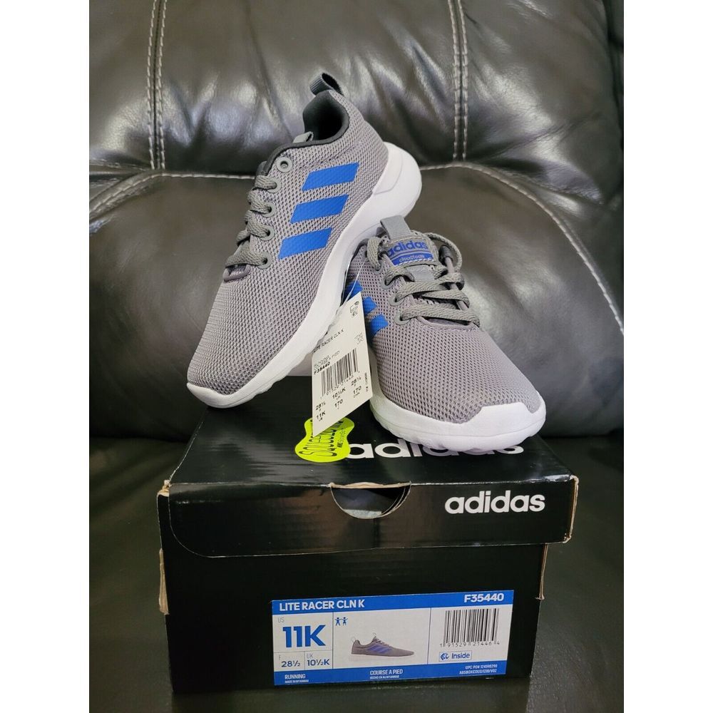 NEW Adidas Lite Racer CLN K Running KIDS Shoes Gray SIZE 11 K  NEW IN BOX!